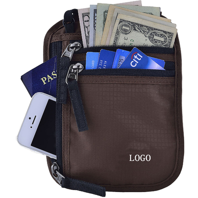 Cou de support de passeport/couleur de Brown de poche de sécurité voyage d'argent